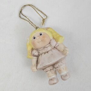 Vintage Cabbage Patch Kids Ceramic Ornament 2.5" Blonde With Tag (AA) 1984 OAA